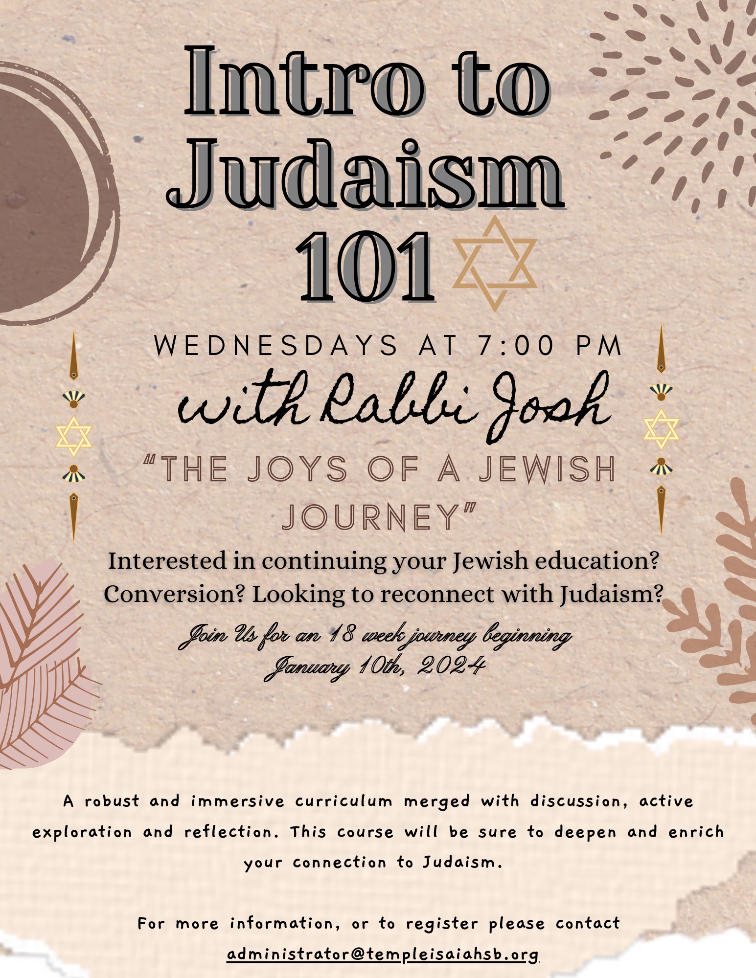 Intro to Judaism flyer